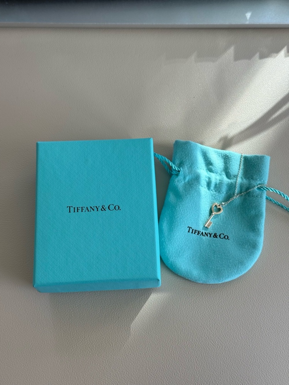 Tiffany & Co. Silver Heart Key Pendant Necklace